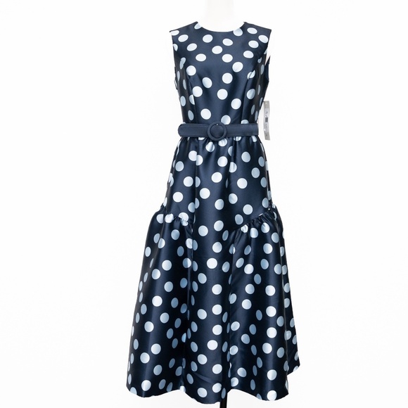 Kay Unger. Tinslee Tea Length Polka Dot Dress. - Picture 2 of 13